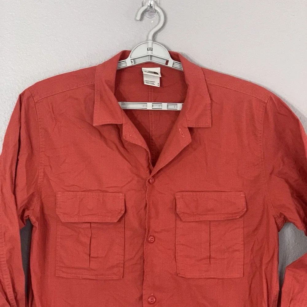 The North Face Men's Size M Orange  Long Sleeve Button Up Camp Shirt Heavyweight